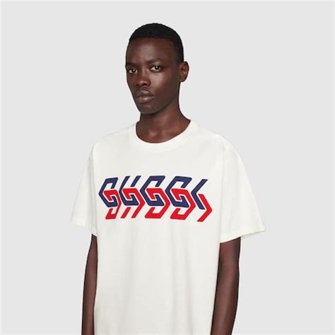 cotton jersey t-shirt with gucci mirror print|Cotton jersey T.